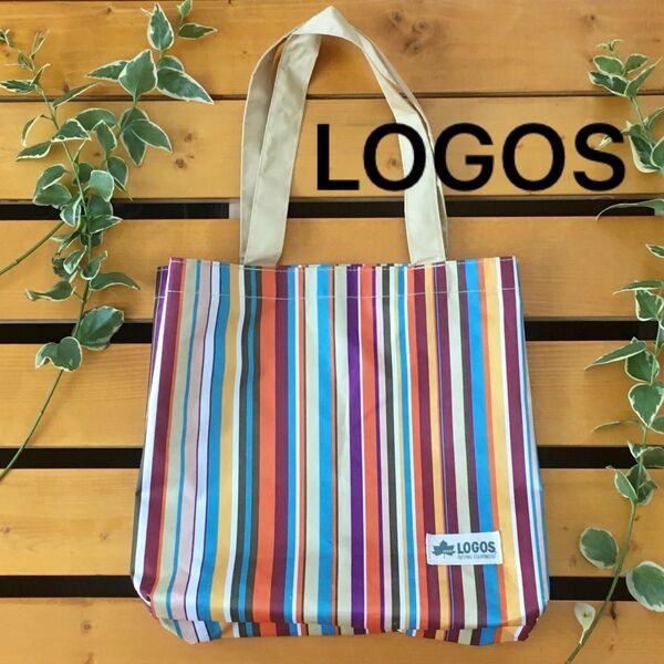 LOGOS ストライプ エコバッグ トートバッグ ロゴス