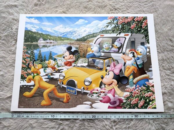 ディズニー ディズニー アート イラスト 絵 b4サイズ スノーキャンプを目指して ミッキー ミニー ドナルド 読売新聞