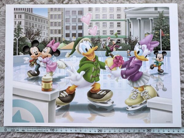 ディズニー Disney アート イラスト 絵 b4サイズ バンビ 読売新聞 氷上のハッピーバレンタイン