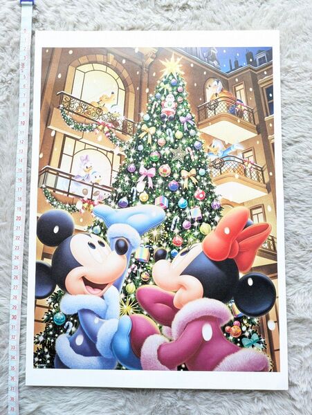ディズニー ディズニー アート イラスト 絵 b4サイズ ホワイトクリスマス ミッキー ミニー 読売新聞