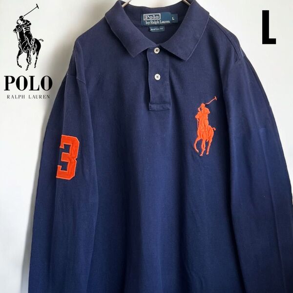 希少 海外限定 ラルフローレン ロングスリーブ ポロシャツ ビッグポニー 鹿の子 POLO RALPH LAUREN