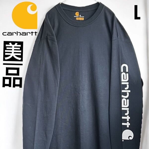 美品 カーハート carhartt 長袖 Tシャツ ロンT カットソー 腕ロゴ 長袖Tシャツ プリント ロングスリーブ Tシャツ
