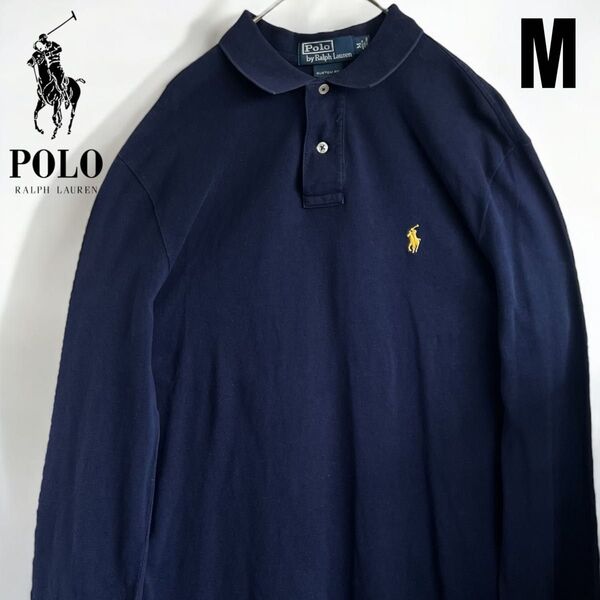 人気 ポロラルフローレンRALPH LAUREN 刺繍ロゴ 長袖 ポロシャツ 鹿の子 Polo Ralph Lauren