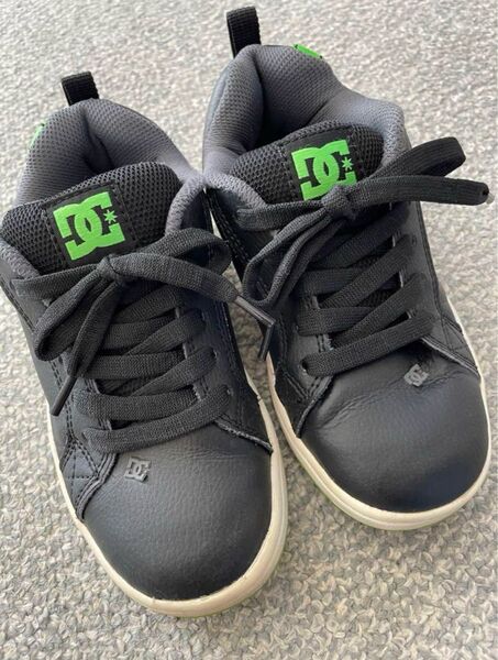 DC SHOES キッズスニーカー 19cm 黒×蛍光グリーン