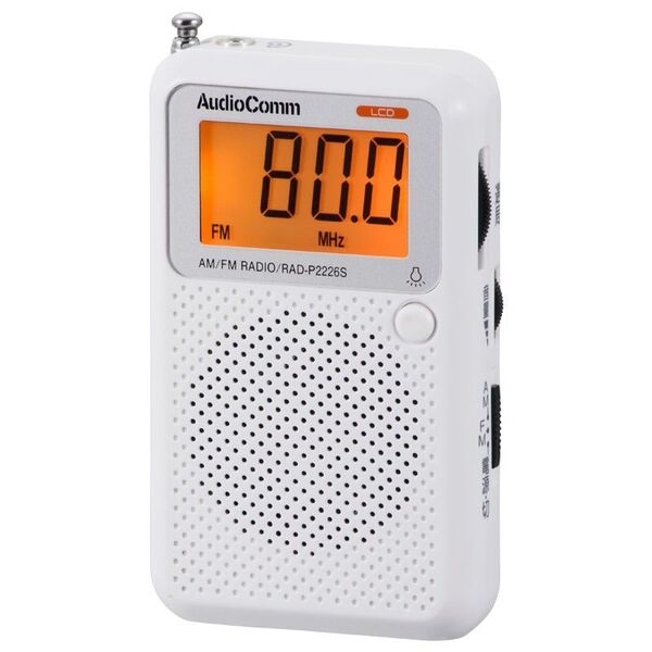 ■オーム電機 RAD-P2226S-W 液晶ポケットラジオ AM/FM ホワイト