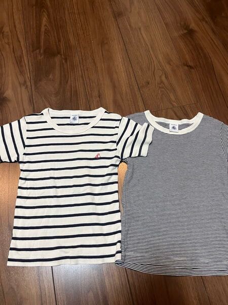 プチバトー ストライプTシャツ 2枚セット 100cm