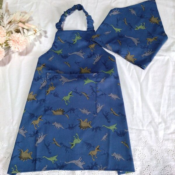 ハンドメイド キッズ エプロン 三角巾 セット 90−110サイズ