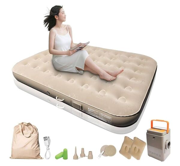 エアーベッド キャンプ用品 エアーマット 電動ポンプ内蔵 シングル 大容量 快適 エアマット アウトドア キャンプベッド