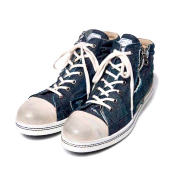 美品/26㎝/定価 33.800円/グラム glamb/アンプラグドデニムスニーカー/汚し・ダメージ加工/パッチワーク