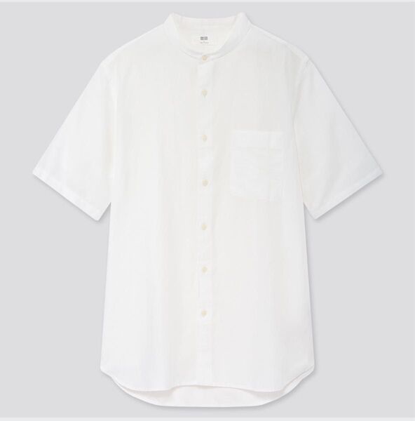 UNIQLO ユニクロ リネンコットンスタンドカラーシャツ(半袖)Sサイズ 麻53% 綿47% 331-425104
