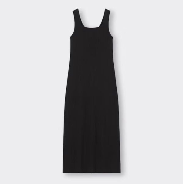 GU ジーユー リブニットワンピース(ノースリーブ)黒 ブラック Lサイズ ロングワンピース 251-346008