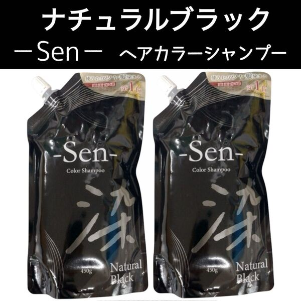 Sen ナチュラルブラック ヘアカラーシャンプー 2袋 ピコモンテ 白髪 男女兼用 染