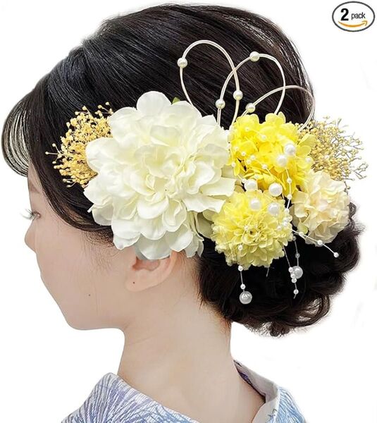 髪飾り ダリア 和装 着物 浴衣 プリザーブドフラワー 造花 花飾り 祭り 花火大会 成人式 結婚式 卒業式 七五三