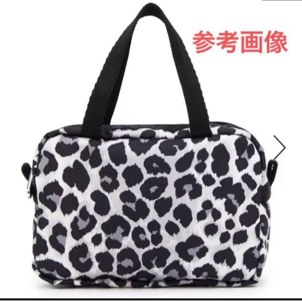 【週末セール】レスポートサック MICRO BAG ニュートラルレオパード グレー 黒 モノトーン コスメポーチ バックインバッグ