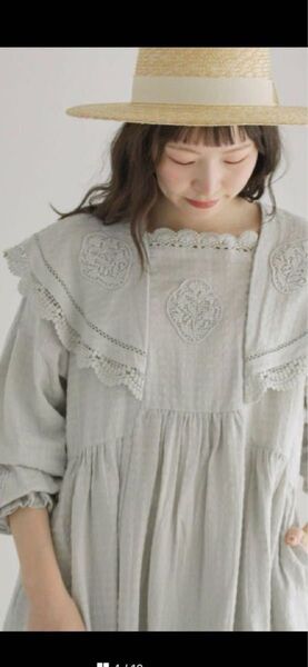 TSUHARU by Samansa Mos2 パーツレース刺繍ワンピースミント