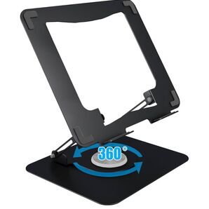 ノートパソコンスタンド pc スタンド タブレット 折りたたみ式 360°回転 角度/高さ無段階調節 姿勢改善 腰痛/猫背解消