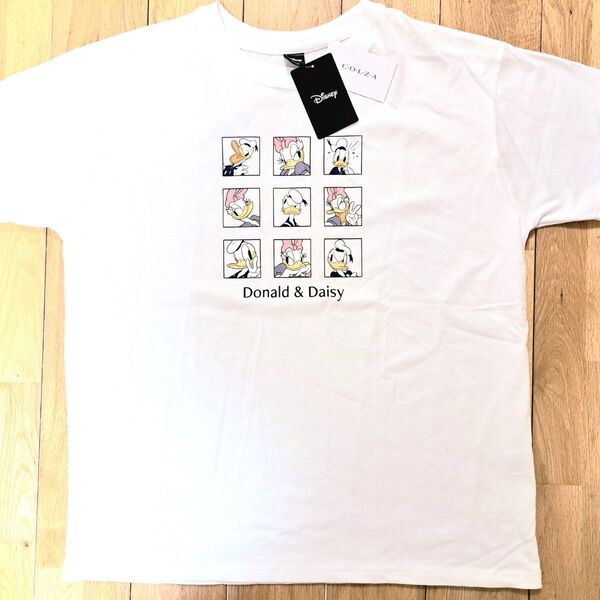 新品タグ付き ドナルドダック デイジーダック Tシャツ ディズニー ドナデジ Lサイズ ホワイト