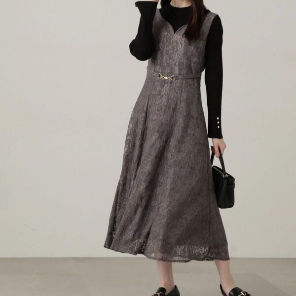PROPORTION BODY DRESSING ビットベルトレースジャンスカ ワンピース ノースリーブワンピース ドレス