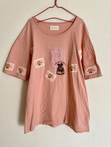 ピンクハウス クマ ワッペン Tシャツ L 半袖 カットソー