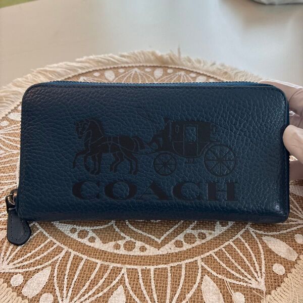 COACH 長財布 馬車ロゴ ネイビー