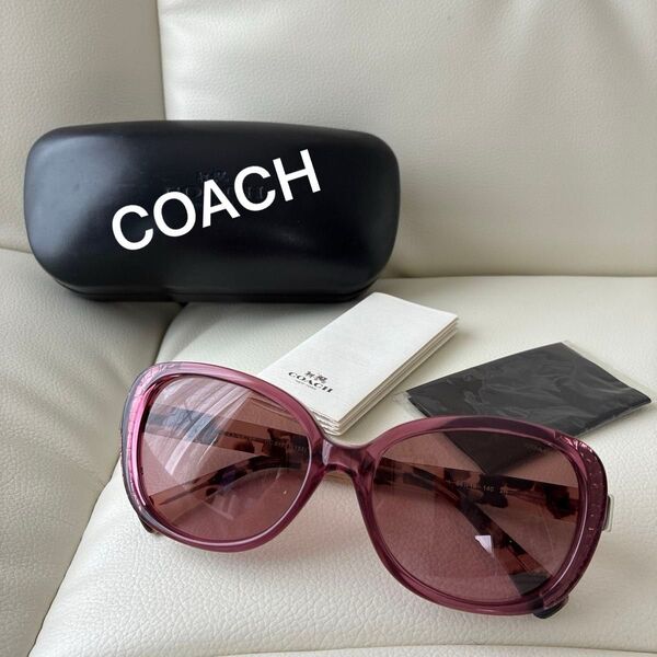 コーチ COACH サングラス ロゴ シグネチャー べっ甲柄 HC8172-537114 ピンク ブラウン 茶 紫外線 UVカット