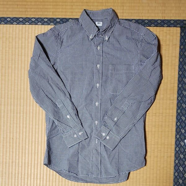 ユニクロ UNIQLO ボタンダウン ギンガムチェックシャツ S 331-414563 メンズ ネイビー