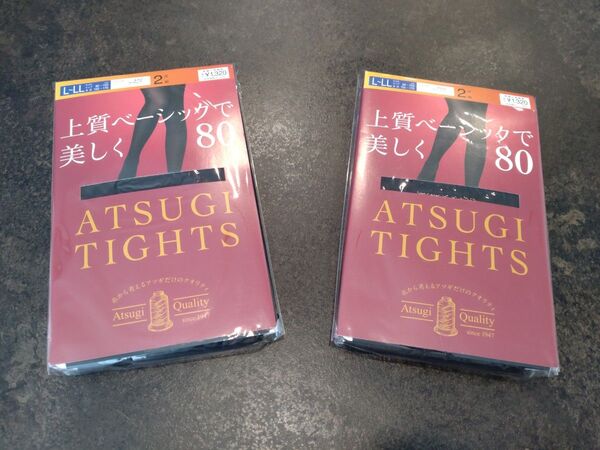 アツギ ATSUGI TIGHTS 黒タイツ 80デニール L-LL 2個セット