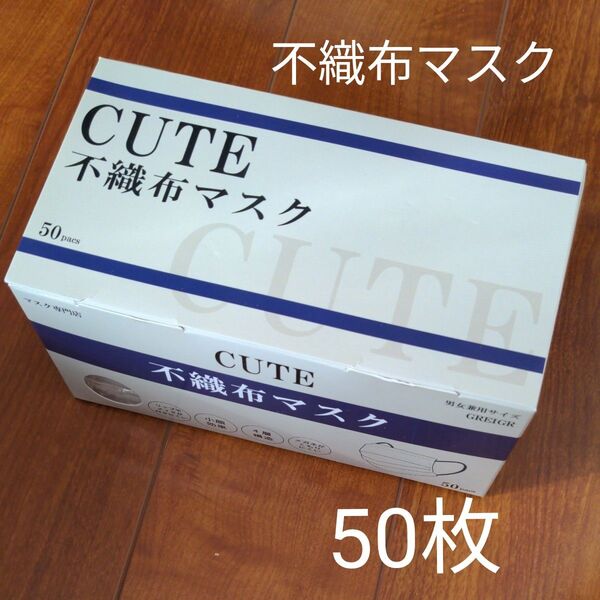 不織布マスク 50枚 バイカラー グレージュ×ネイビー おしゃれマスク 175mm×95mm 未使用品