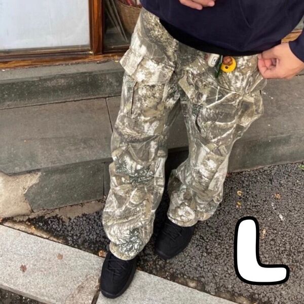 ストリート L 迷彩 ヴィンテージ カーゴパンツ ワイド リアルツリー メンズ