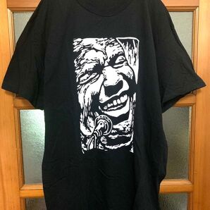★ 黒 ブラック フロント顔 後 ギターやBLUES等のプリントTシャツ HEAVY WEIGHT ★ 半袖 プリント アメカジ