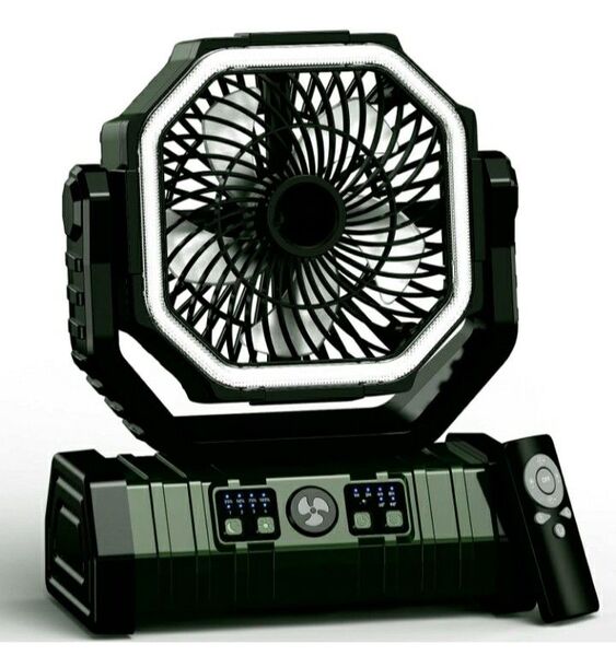アウトドア 扇風機 サーキュレーター 充電式 キャンプ リモコン付き 自動首振り ポータブル ブラック 20000mAh
