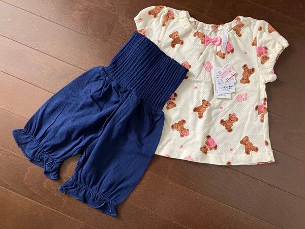 パジャマ 半袖 女の子 くま お昼寝 寝巻き 80cm 綿