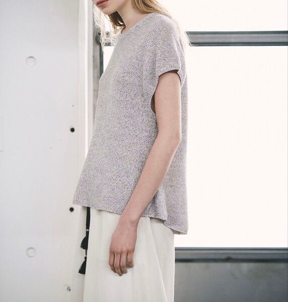 Theory セオリー リネンコットンブレンドフレンチスリーブニットプルオーバー