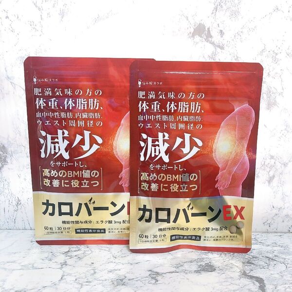 カロバーンEX 2袋 内臓脂肪 体脂肪 60粒 BMI値 の改善に役立つ 体脂肪減少