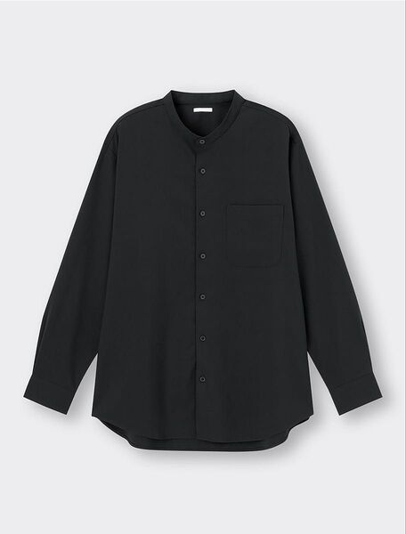 GU / ジーユー イージーケアバンドカラー シャツ ブラック 長袖 XL