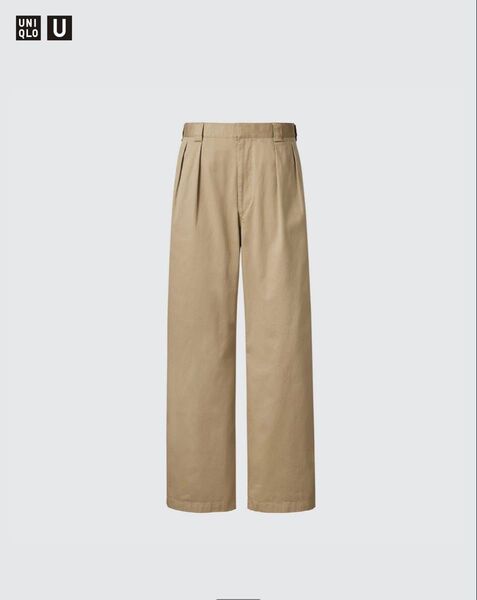 【中古】2024年販売 UNIQLO U / ユニクロユー 即完売 タックワイドパンツ サイズ:76 ベージュ