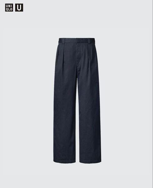 【中古】2024年販売 UNIQLO U / ユニクロユー 即完売 タックワイドパンツ サイズ:79 ネイビー