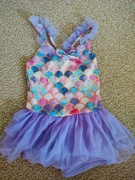 水着 マーメイド柄 パープル 120-130cm 女の子