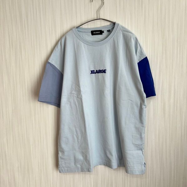 【XLARGE】 半袖 Tシャツ ブルー 刺繍ロゴ Mサイズ