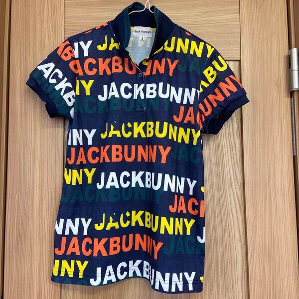 Jack Bunny!! ポロシャツ ロゴ 総柄 レディース ゴルフウェア 美品