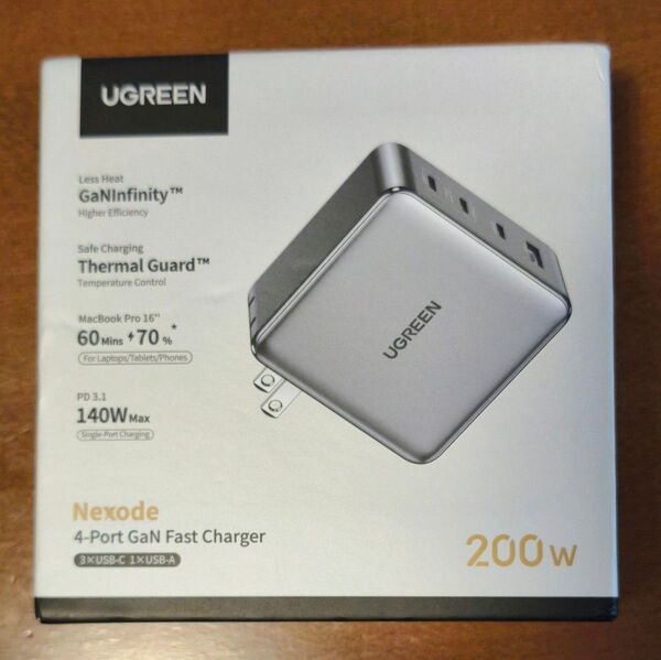 【新品未開封】UGREEN Nexode 充電器 200W 4ポート 単ポート 140W USB-C×3 USB-A PD3.1