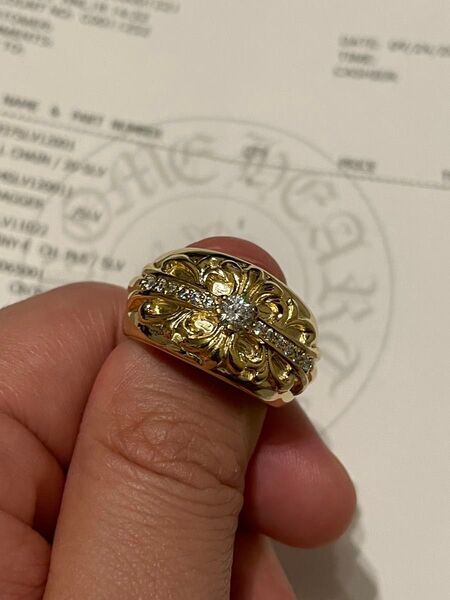 クロムハーツ フローラルクロスリング 22k加工 CZダイヤ インボイス写し リング シルバー925 指輪