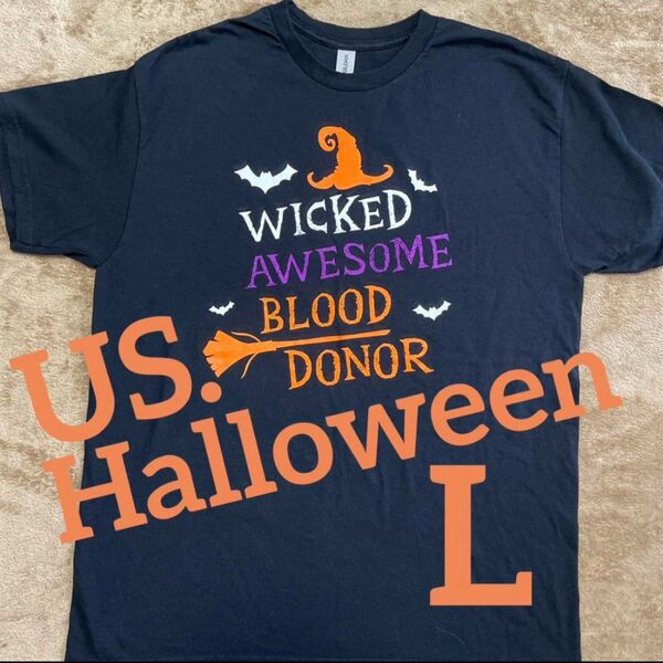 USヴィンテージ ハロウィンTシャツ ブラック ギルダン L GILDAN フルーツオブザルーム アメカジ ストリート USA