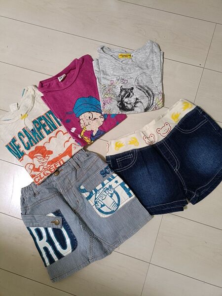 まとめ売り 120 Tシャツ セット ショートパンツ 子供服 デニムスカート スパッツ