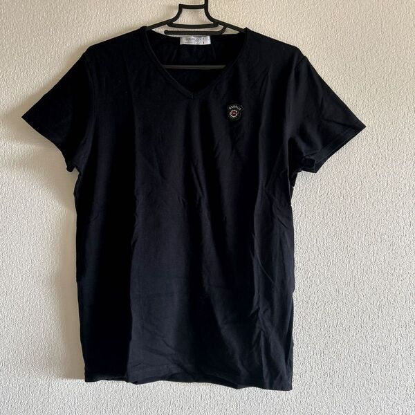USUALIS 半袖Tシャツ Vネック ブラック 黒 L