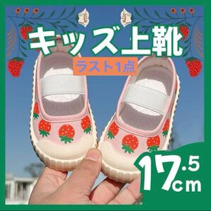 上靴 17.5cm 上履き 学生靴 子供靴 靴 くつ 入園 入学 いちご ピンク 幼稚園 保育園 小学校
