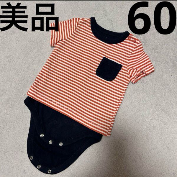 babyGAP ボーダーTシャツロンパース 60cm 美品