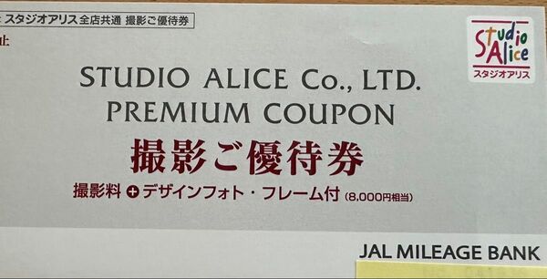 スタジオアリス 撮影券 8,000円分