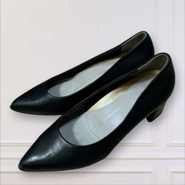 フィットフィット fit fit 黒 パンプス 25.0cm幅広