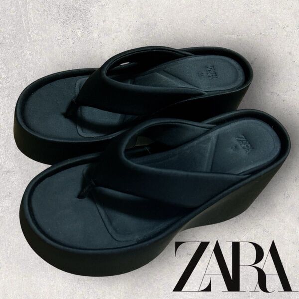 【美品】ZARA ザラ ネオプレン ウェッジソールサンダル 厚底 36